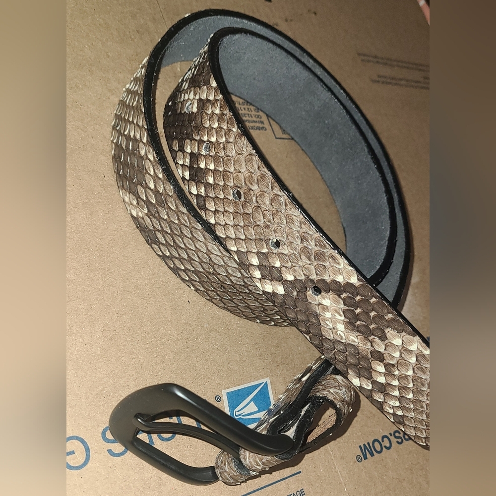 Handmade Black/Gray/White Genuine Python Snakeskin Belt--Size 36/37